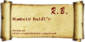 Rumbold Balár névjegykártya